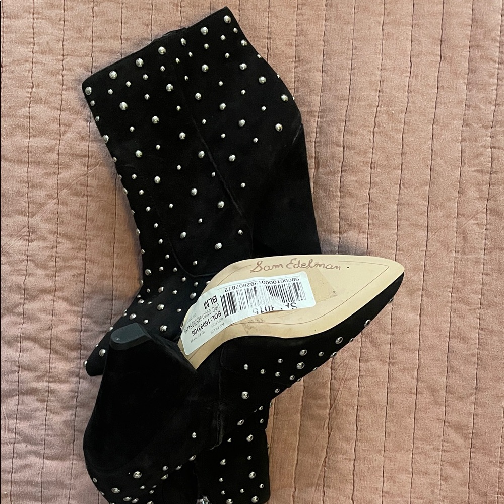Sam Edelman Black Pearl-Studded Boots